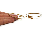 Hand Hammered Cuff, 2 Raw Brass Hand Hammered Cuff Bracelet Bangles (64x2mm) BRC189