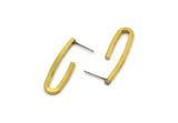 Brass Bar Stud, 4 Raw Brass Bar Stud, Ear Studs (32x10x2mm) E328