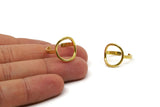 Adjustable Circle Ring - 5 Raw Brass Adjustable Circle Rings - (14-15mm) Mn71