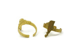 Brass State Ring, 2 Raw Brass Adjustable Idaho State Rings N0077