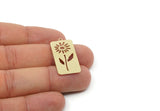 Customized Charm, For Jewelry Making Brass/Steel/Copper Geometric Shaped Flower Charm With 1 Loop, Rectangle Jewelry (25mm) SMP3172