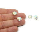 Brass Bead, 8 Raw Brass AB Aurore Crystal Diamond Rhinestones Setting 4 Hole Slider Stones Pad SS47 D1750