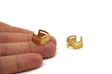 Brass Chevron Ring - 5 Raw Brass Adjustable Chevron Ring Settings - 16-17mm / 23 Gauge Mn02