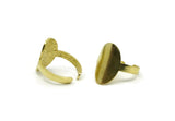 Brass Oval Ring, 2 Raw Brass Oval Shaped Adjustable Ring N0090