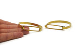 Brass Cuff, Raw Brass Open Cuff With Rectangle Connector Bracelet Brc157