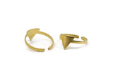 Brass Triangle Ring, 6 Raw Brass Adjustable Geometric Triangle Rings N0019