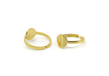 Gold Adjustable Ring, 4 Gold Plated Brass Adjustable Round Rings N0088 H0433