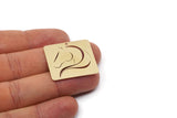 Brass Rectangle Charm, 4 Raw Brass Horse Patterned Rectangle Charms With 1 Hole, For Jewelry Making (27x30x0.60mm) SMP2992