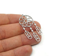 Steel Round Charm, 4 Stainless Steel Round Charms With 1 Loop, Fringed Charms, Flower Findings (48x23x0.80mm) SMP3060