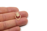 Brass Heart Charm, 10 Raw Brass Heart Charms With 1 Loop, Earring Findings (25x12x0.60mm) SMP2947