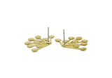 Brass Flower Earring, 6 Raw Brass Flower Shaped Stud Earrings (17.5x26x0.60mm) SMP3329