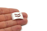Silver Bracelet Blank, 4 Antique Silver Plated Brass Bracelet Blanks With Chevrons With 4 Holes (28x20x0.80mm) Brass 2821-1 B0050