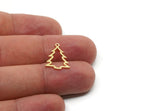 Gold Tree Charm, 12 Gold Plated Brass Tree Charms With 1 Loop, Pendant, Findings (17x13x0.80mm) A6800