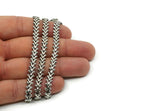 Silver Chain, 1 Meter Silver Tone Brass Chain, Brass Leaf Chain, Branch Chain  (6x2mm) Z069