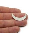 Silver Moon Blank, 4 Antique Silver Plated Brass Crescent Moon Blanks, Stamping Blanks (35x9x0.80mm) M388