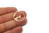 Brass Round Charm, 4 Raw Brass Horse Patterned Charms With 1 Loop, For Jewelry Making (30x26x0.60mm) SMP3007