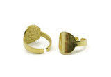 Brass Round Ring, 2 Raw Brass Adjustable Round Rings N0092