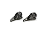 Tiny Bird Skull, 2 Gunmetal Plated Brass Bird Skull Pendants, (24x11.5x9.5mm) N0489