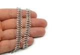Fish Bone Chain, 1 Meter Silver Tone Brass Fish Bone Chain, (11mm ) Bs 1058
