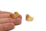 Raw Riddled Ring - 5 Raw Brass Adjustable Riddled Ring Settings (16x17mm / 23 Gauge) MN11