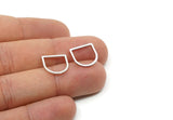 D Shape Rings, 24 Silver Tone D Shape Charms, Connectors, Geometric Findings (13x13x1mm) A5917