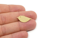 Brass Bird Charm, 10 Raw Brass Bird Charms With 1 Loop, Animal Jewelry Findings (14x25x0.60mm) SMP2715
