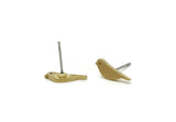 Brass Bird Earring, 8 Raw Brass Bird Stud Earrings (4x12.5x1.2mm) SMP3286