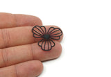 Black Flower Charm, 6 Oxidized Black Brass Flower Charms, Charm Pendants (30x28x0.60mm) A6265
