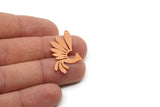 Copper Bird Charm, 4 Raw Copper Phoenix Charms With 1 Hole, Findings (35x21x0.80mm) SMP2798 L003