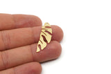 Brass Leaf Charm, 6 Raw Brass Monstera Leaf Charms With 1 Hole, Leaf Earring Charms (35x11x0.80mm) SMP2835