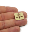 Chinese Goat Zodiac, Brass/Steel/Copper Geometric Shaped Yang Character Charms With 1 Hole, Year Of The Sheep Charms (20x20x0.80mm) SMP3263