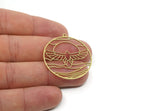 Brass Round Charm, 2 Raw Brass Phoenix Charms With 1 Loop, Bird Charms, Findings (36x34x0.80mm) SMP3119