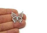 Steel Butterfly Charm, 6 Stainless Steel Butterfly Charms With 1 Loop, Earring Findings (37.5x31.5x0.80mm) SMP3063