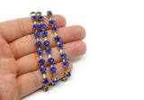 Rhinestone Chain, 1 Meter Sapphire Crystal Rhinestone Chain With Brass Frame (6mm) Z010