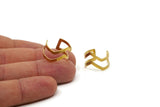 Double Chevron Ring - 5 Raw Brass Double Chevron Adjustable Rings Settings (16x17mm) 23 Gauge Mn03