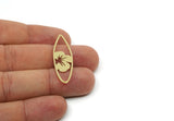 Brass Oval Charm, Raw Brass Flower Charms, Earring Findings, Customized Parts For Jewelry Making (40x12x0.60mm) SMP3201