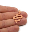 Copper Snake Charm, 4 Raw Copper Snake Charms With 1 Loop, Earring Findings (40x20x0.80mm) SMP2790