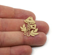 Brass Mushroom Charm, Raw Brass Mushroom Charms With 1 Hole, Charm Pendants, Findings (33x24x0.60mm) SMP0345 A6197