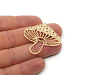 Brass Mushroom Charm, 4 Raw Brass Mushroom Charms With 1 Loop, Charm Earrings (40x40x0.60mm) SMP2930