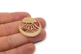 Brass Mount Charm, 4 Raw Brass Crescent Moon Charms With 1 Hole, Cloud Findings (35x32x0.60mm) SMP2932