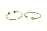 Wire Bohemian Cuff Zircon Bead Ending, 1 Raw Brass Open Wire Bracelets With CZ Zircon Bead Ending V082