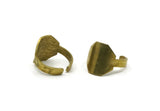 Brass Ring, 2 Raw Brass Adjustable Geometric Ring N0109