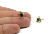 Brass Stud Earrings, 8 Emerald Crystal Rhinestone Beads Brass Stud Earrings With 5 Holes, Brass Setting for SS24 - 5.3mm SS24 D1273
