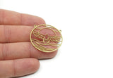 Brass Round Charm, Raw Brass Phoenix Charms With 2 Loops, Bird Charms, Findings (34x34x0.80mm) SMP3120