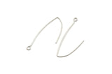 Silver Stud Earring Wires, 24 Antique Silver Plated Brass Needle Bar Earring Wires With 1 Loop (34.5x0.7mm) E108