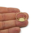 Brass Round Charm, Raw Brass Rising Sun Charms With 1 Loop, Charm Pendants, Earring Findings (27x25x0.60mm) SMP3211
