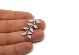 Steel Leaf Charm, 10 Stainless Steel Branch Charms With 1 Loop, Charm Pendants (42x20x0.80mm) SMP3050