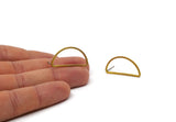 Brass Asymmetric Earring, 6 Raw Brass Asymmetric Half Moon Earring Posts, Pendants, Findings (30x15x1.2mm) E343