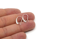 Silver Hooks, Ear Wires, 6 Antique Silver Plated Brass Earring Wires, Earring Hooks (18x10mm) Bs 1023--Y026