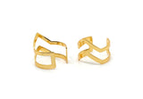 Double Chevron Ring, 3 Gold Plated Double Chevron Adjustable Rings Settings (16x17mm) 23 Gauge Mn03 Q0311